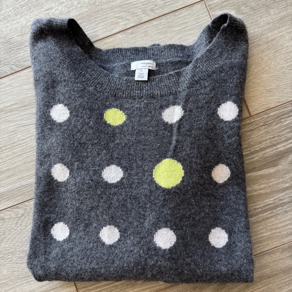 Halogen Charcoal Sweater with Lime Green and White Dots - Picture 10 of 10